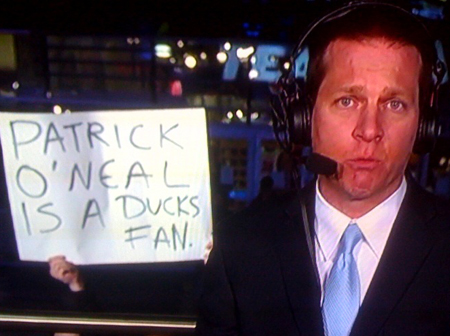 Well, if the guy trolling the broadcast with a huge sign says so...
